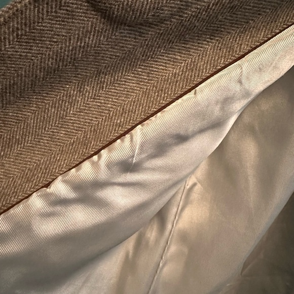 Zara mid-length tweed herringbone wool winter coat - long, oatmeal brown - Picture 6 of 16